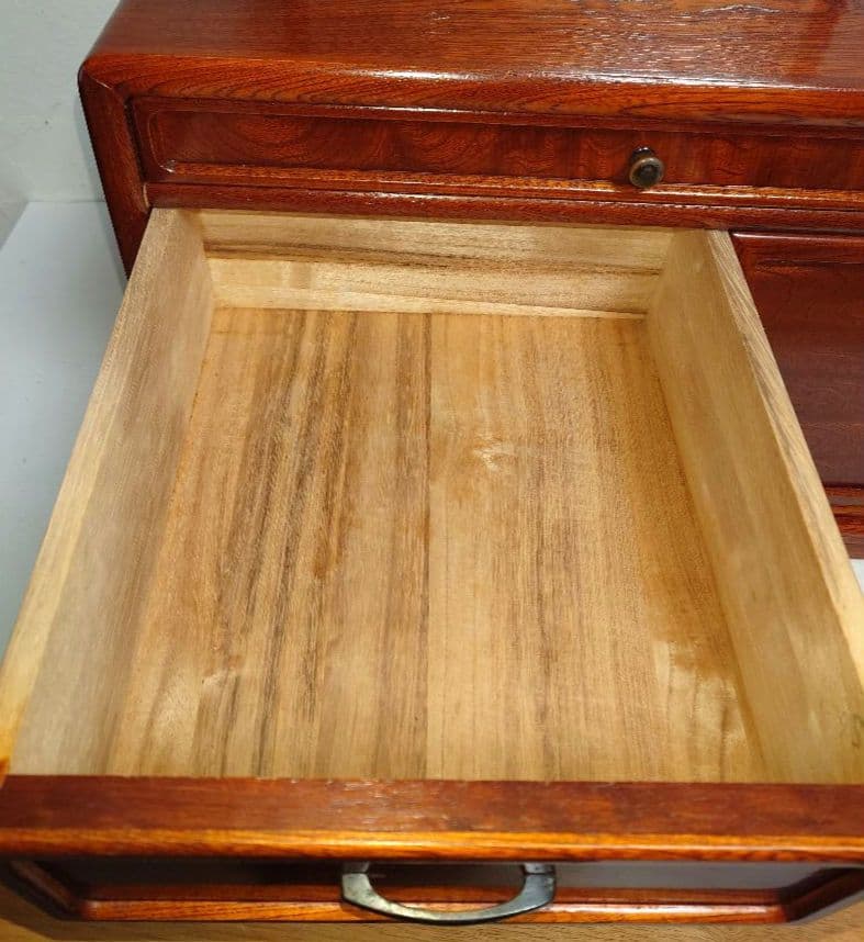 高級天然木 鏡台 姿見 ドレッサー 昭和レトロ ミラー 収納 引き出し 小箪笥