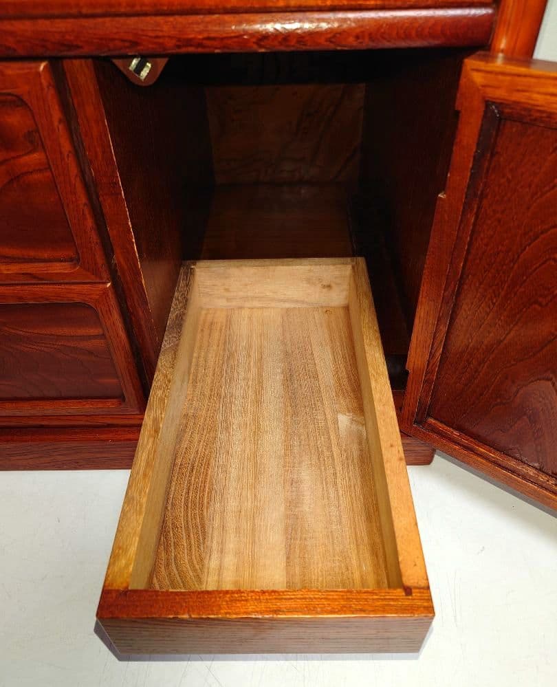 高級天然木 鏡台 姿見 ドレッサー 昭和レトロ ミラー 収納 引き出し 小箪笥