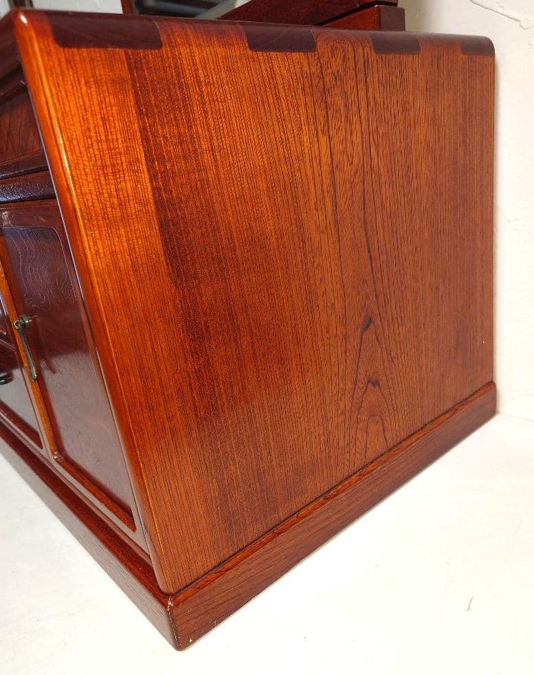 高級天然木 鏡台 姿見 ドレッサー 昭和レトロ ミラー 収納 引き出し 小箪笥