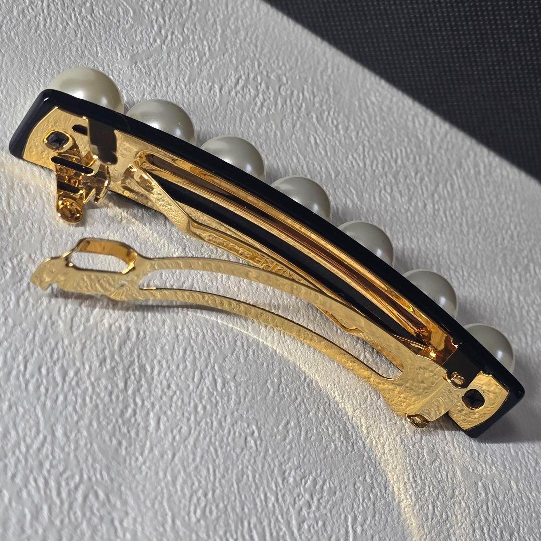 【新品級】アレクサンドル ドゥ パリ バレッタ　パール ブラック