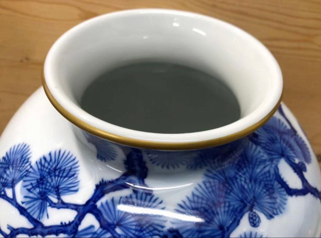 未使用/特価❕深川製磁/オールド深川/染付松鯉絵/花瓶/1点　　壷/花入