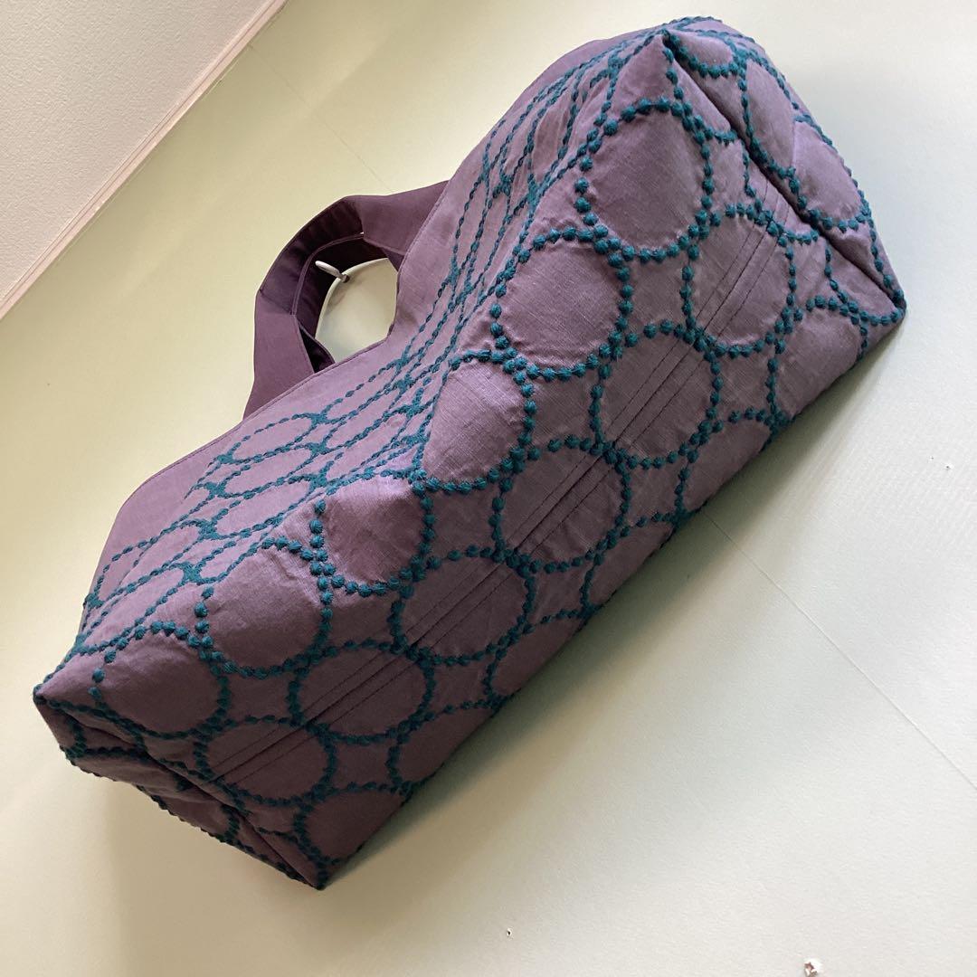 ミナペルホネンタンバリンbordeaux両面でトートバッグハンドメイド