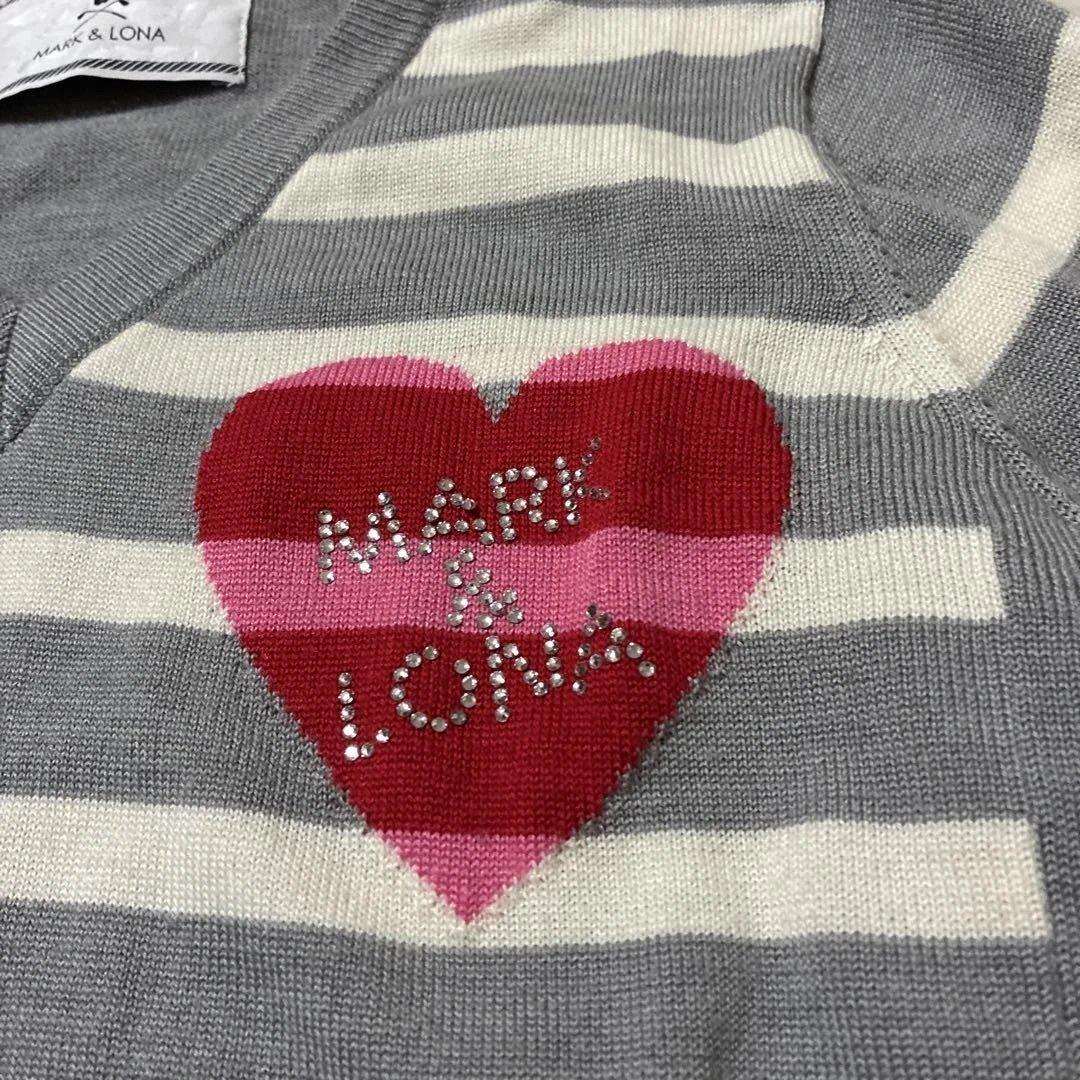 MARK & LONA ストライプ Vネックセーター