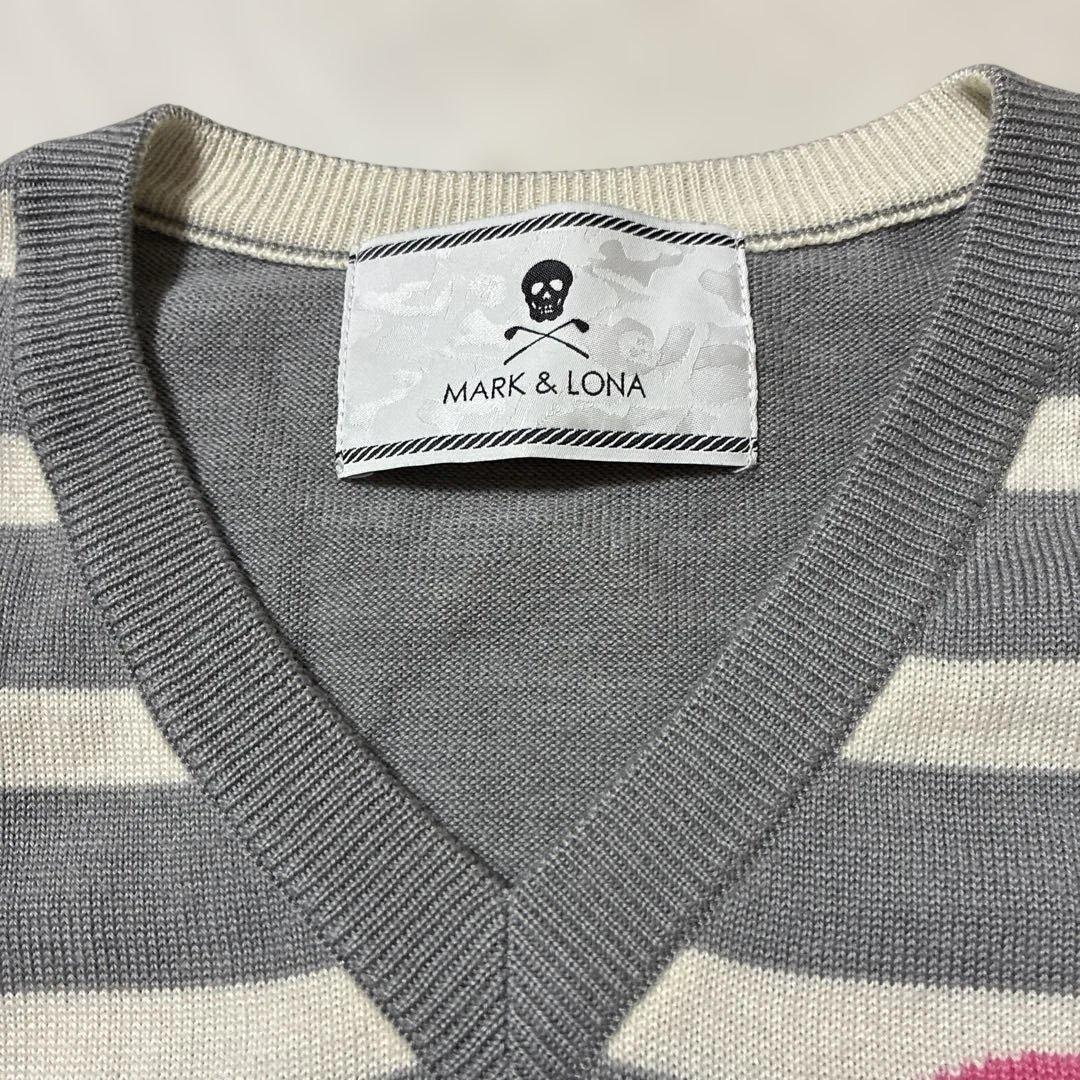 MARK & LONA ストライプ Vネックセーター