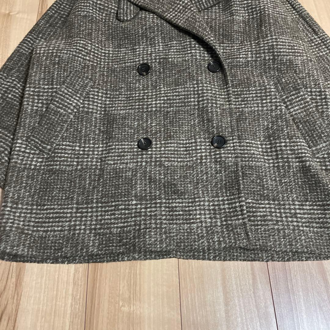 Spick&Span Wスライバーチェックハーフコート　36 ブラウン 23AW