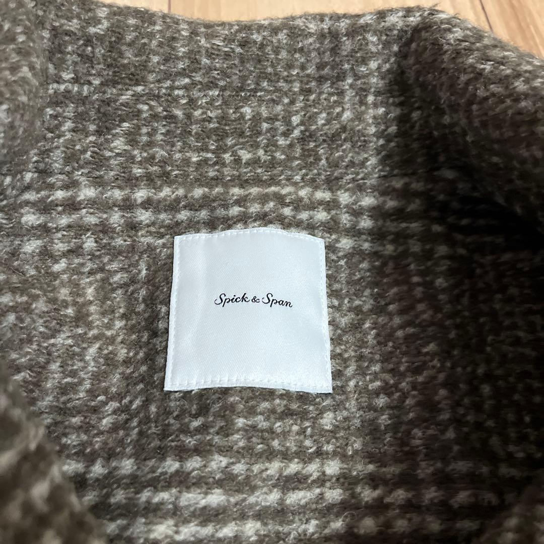 Spick&Span Wスライバーチェックハーフコート　36 ブラウン 23AW