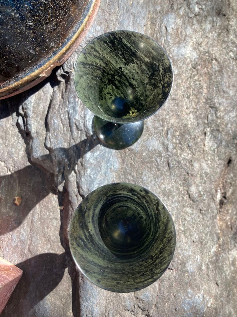 緑色マーブル模様グラス2個セット