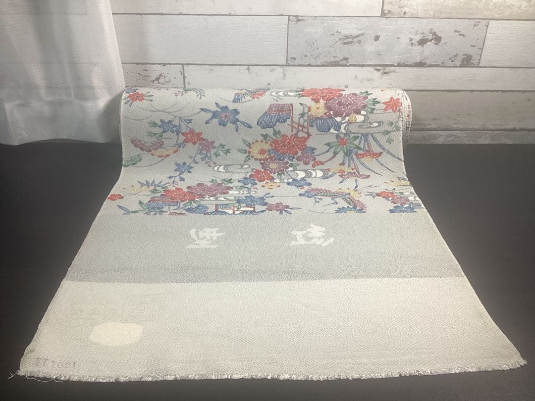 着物 反物 紅型 高級ちりめん 防縮加工 正絹 絹100% 未使用品 966