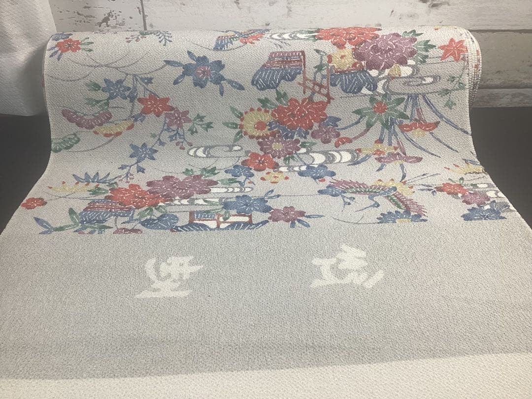 着物 反物 紅型 高級ちりめん 防縮加工 正絹 絹100% 未使用品 966