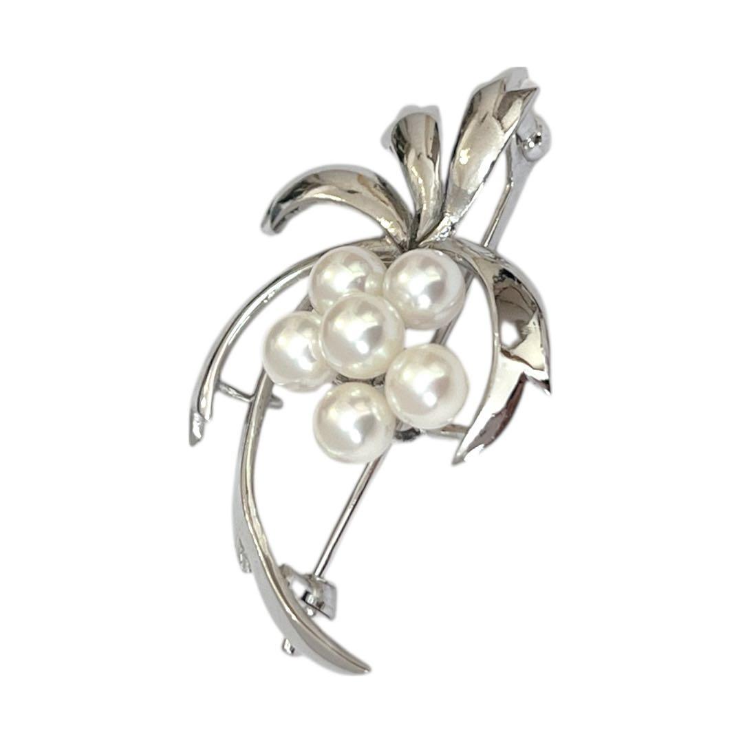 【極美品】MIKIMOTO パールブローチ リーフ お花 アコヤ真珠 業者磨き済