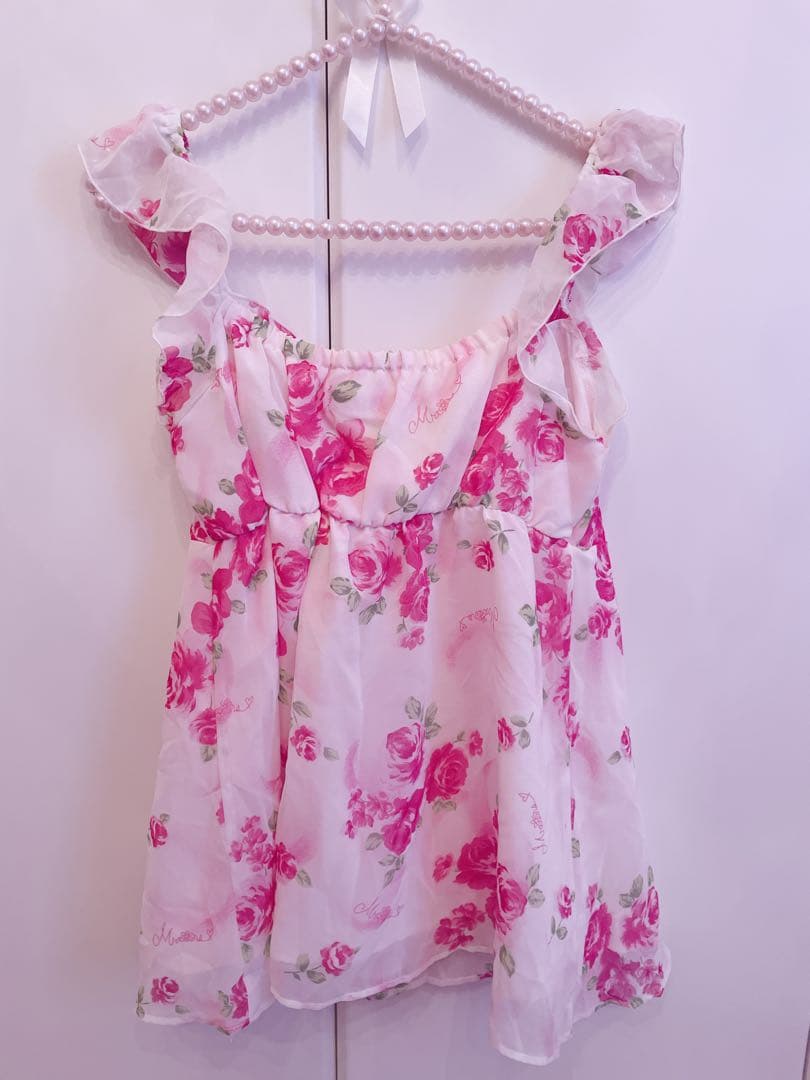 希少 マーズ MARS ピーチ薔薇柄キャミソール 平成ギャル Y2K