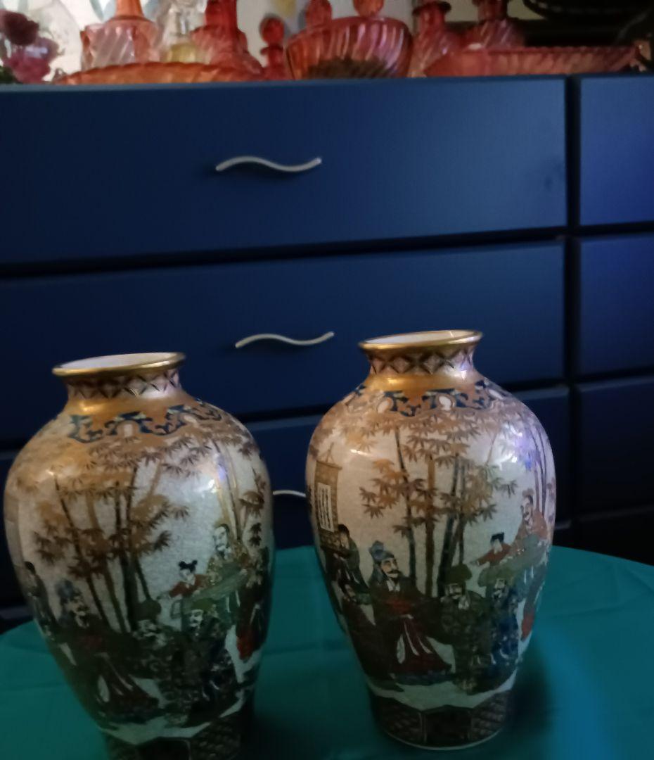 薩摩焼【献上薩摩焼人物図　竹林七賢人図】美術品