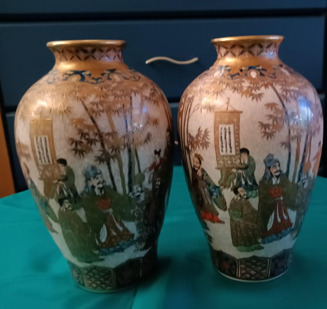 薩摩焼【献上薩摩焼人物図　竹林七賢人図】美術品