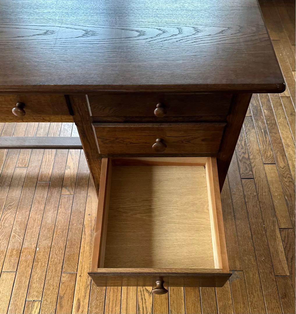 オーク無垢材 片袖書斎デスク 木良久 フランダースの家具やさん 幅117cm