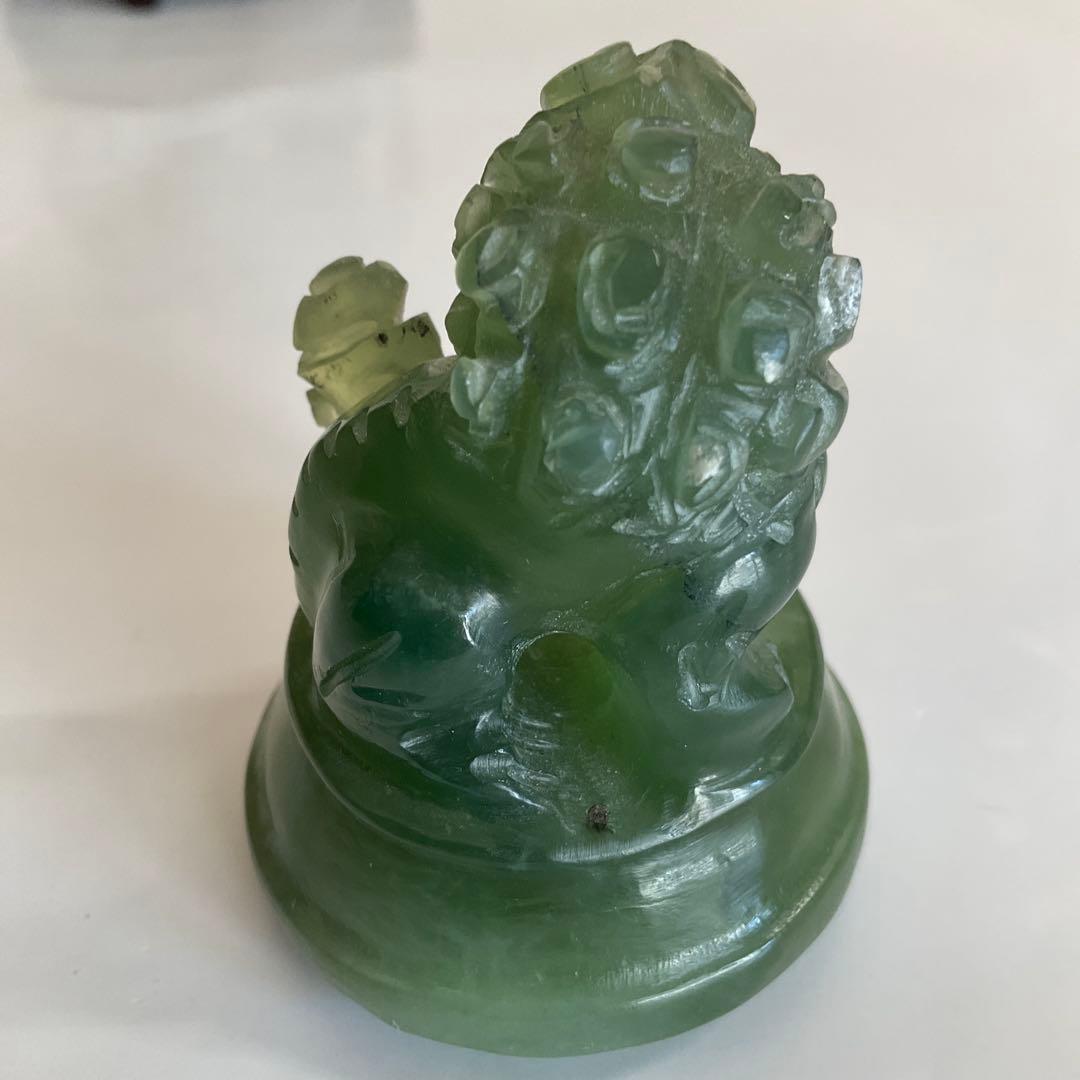 中国　碧玉環付獅子頭香炉