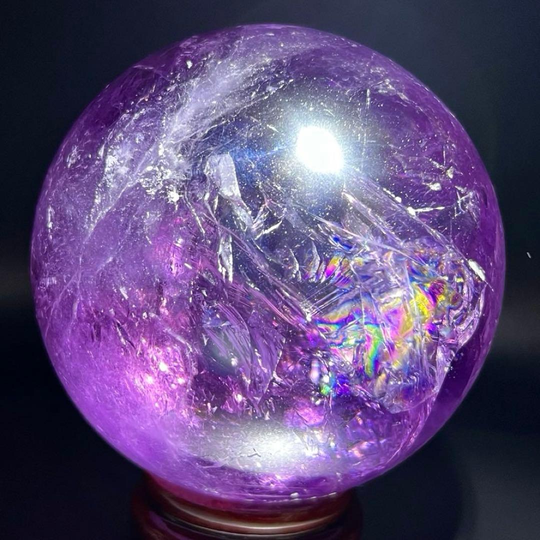 ✮美宝珠✮偉大なる迫力✮超美濃紫水晶✮レインボー アメジスト 丸玉 天然石 原石
