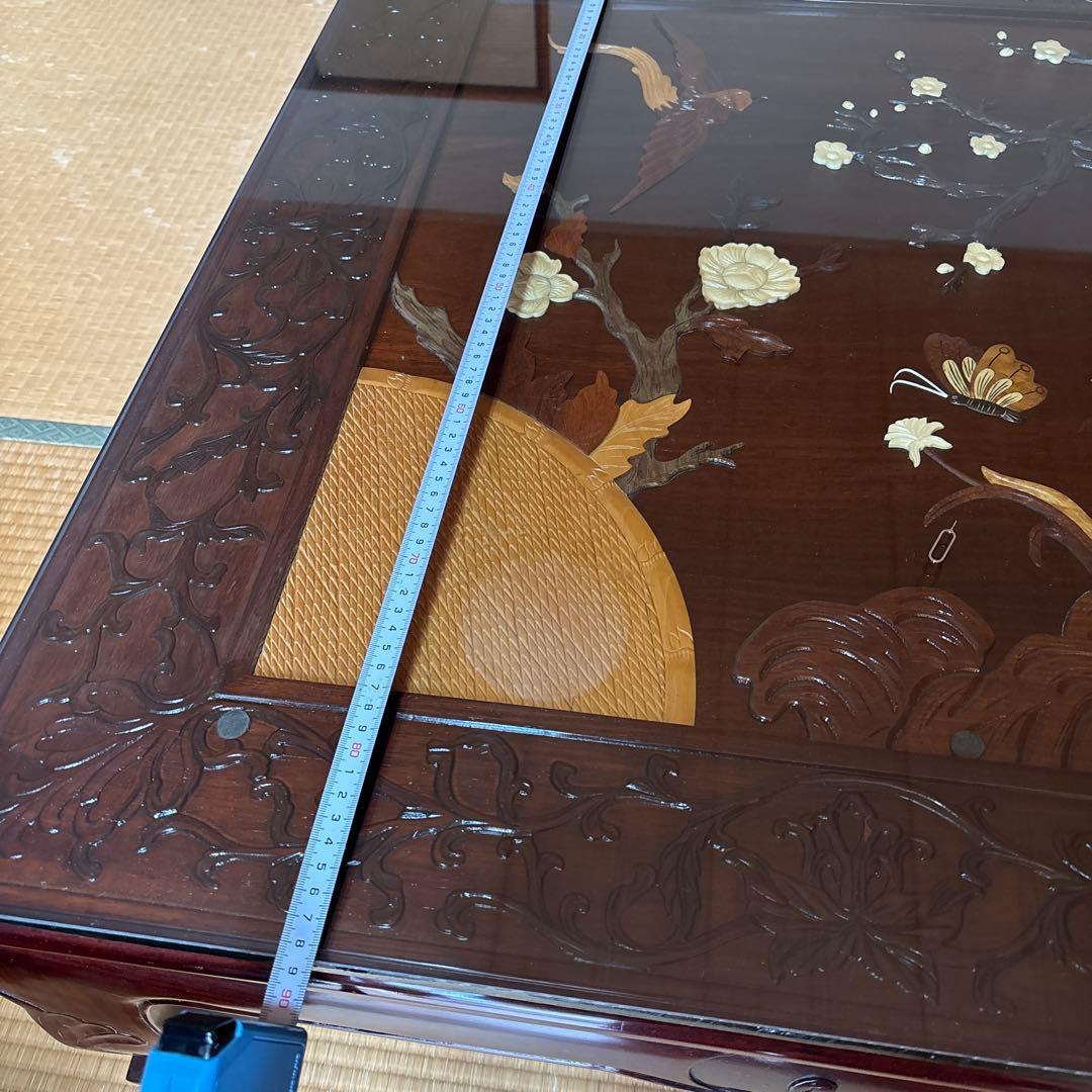 更にお値下げ‼️中澤唐木 好斎之作 座卓 ローテーブル ガラス天板付き