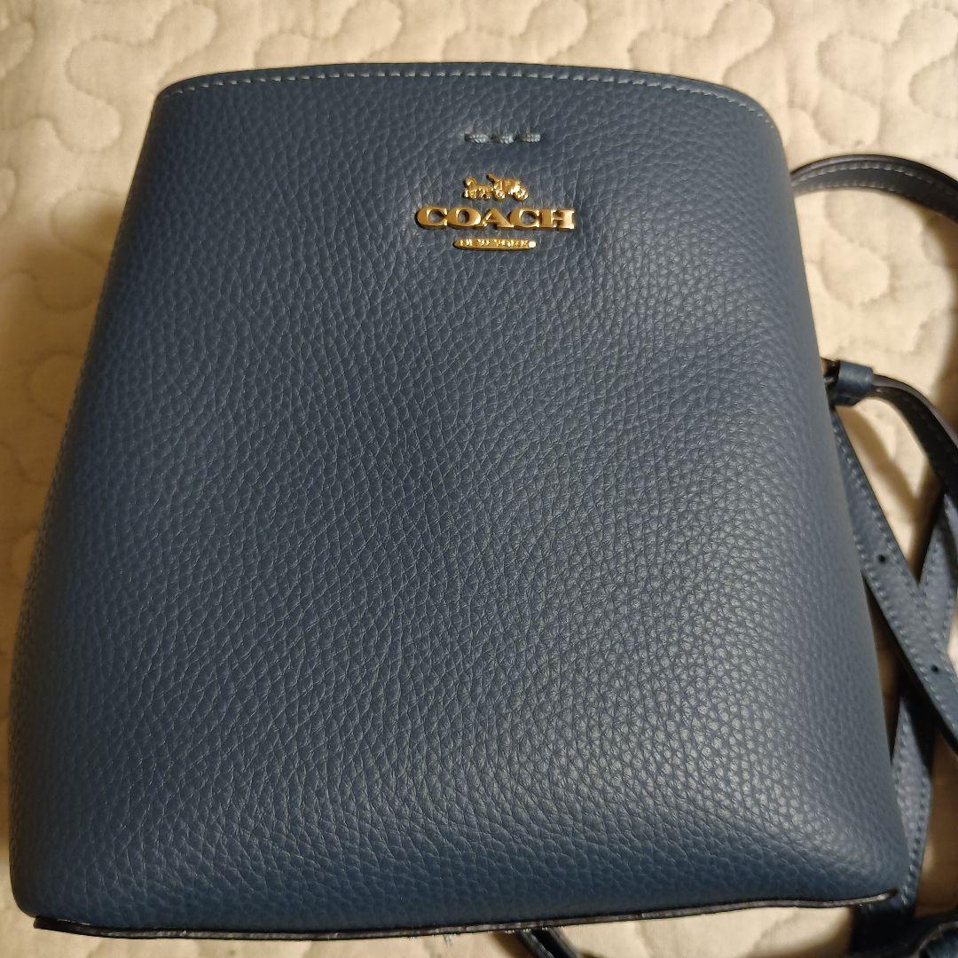コーチ レザー スモールショルダーバッグ ブルー 青 COACH バケット