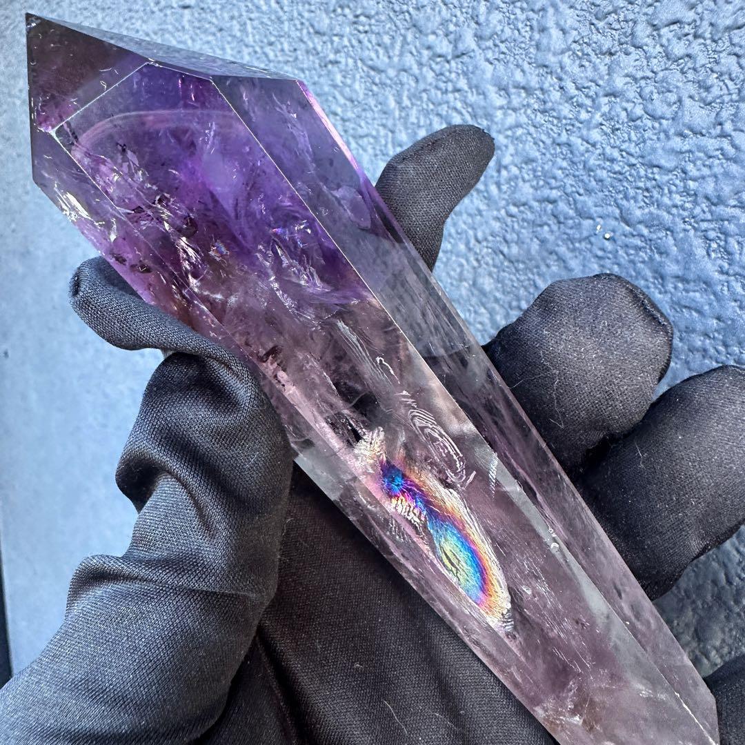 爆レア❗️ロマネサイト虹☆アメジストナチュラルポイントワンド ファントムA1111