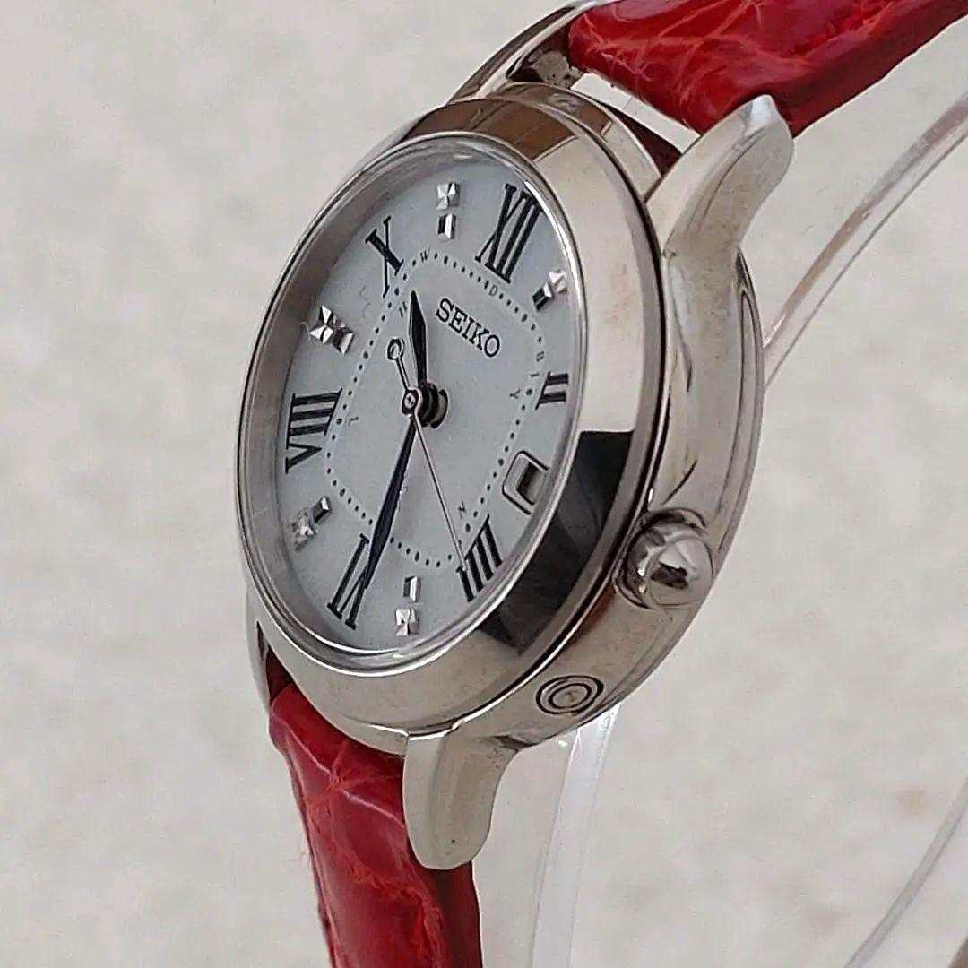 稼働 SEIKO ルキア レディース 腕時計 電波ソーラー 1Pダイヤ チタン