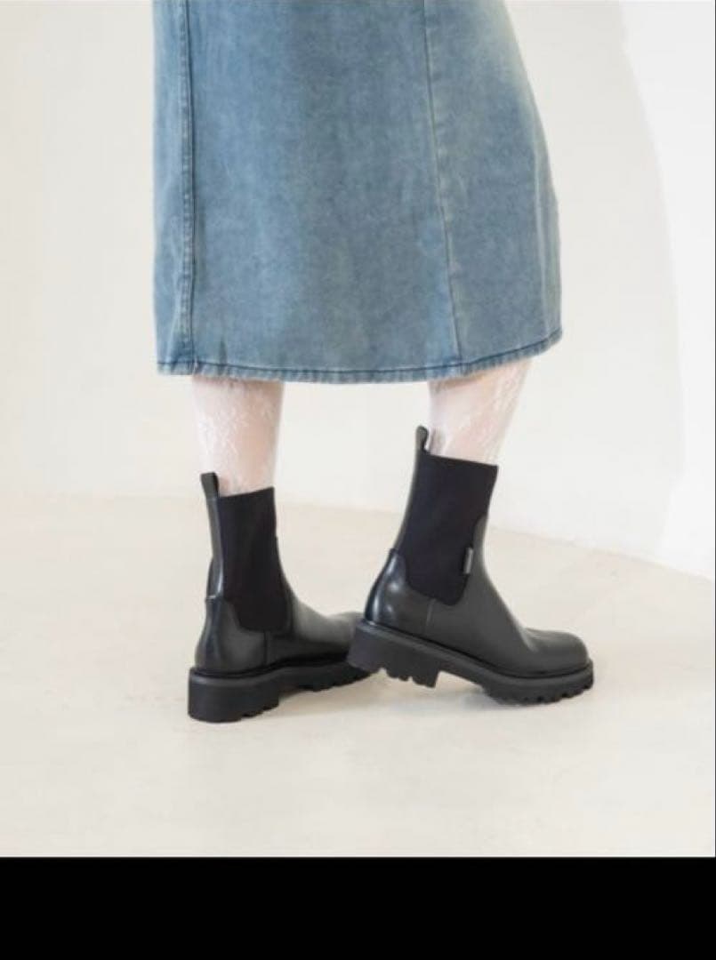 CHARLES&KEITHニットソックス リッジッドソールチェルシーブーツ 37