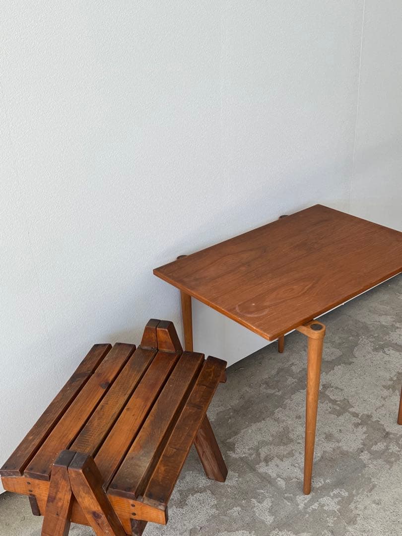 最終セール 70's 山口木材工芸 サイドテーブル チーク×ビーチ材｜送料込