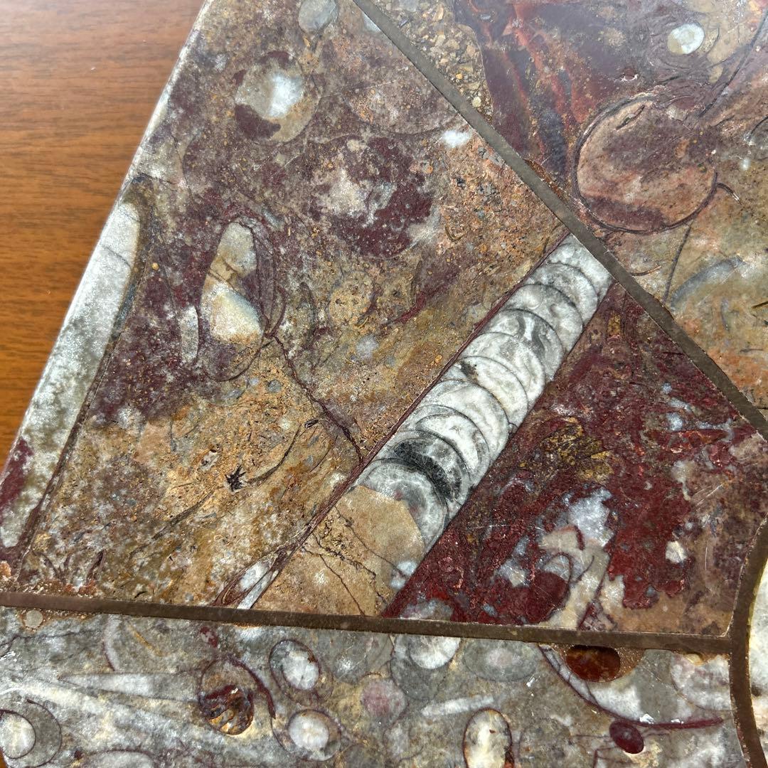 レア　アンモナイト　化石　八角形石製置物 約32.5cm