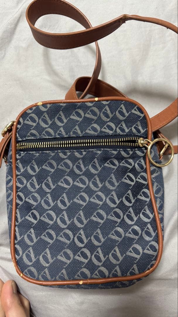 Dior ネイビー ロゴプリント ショルダーバッグ