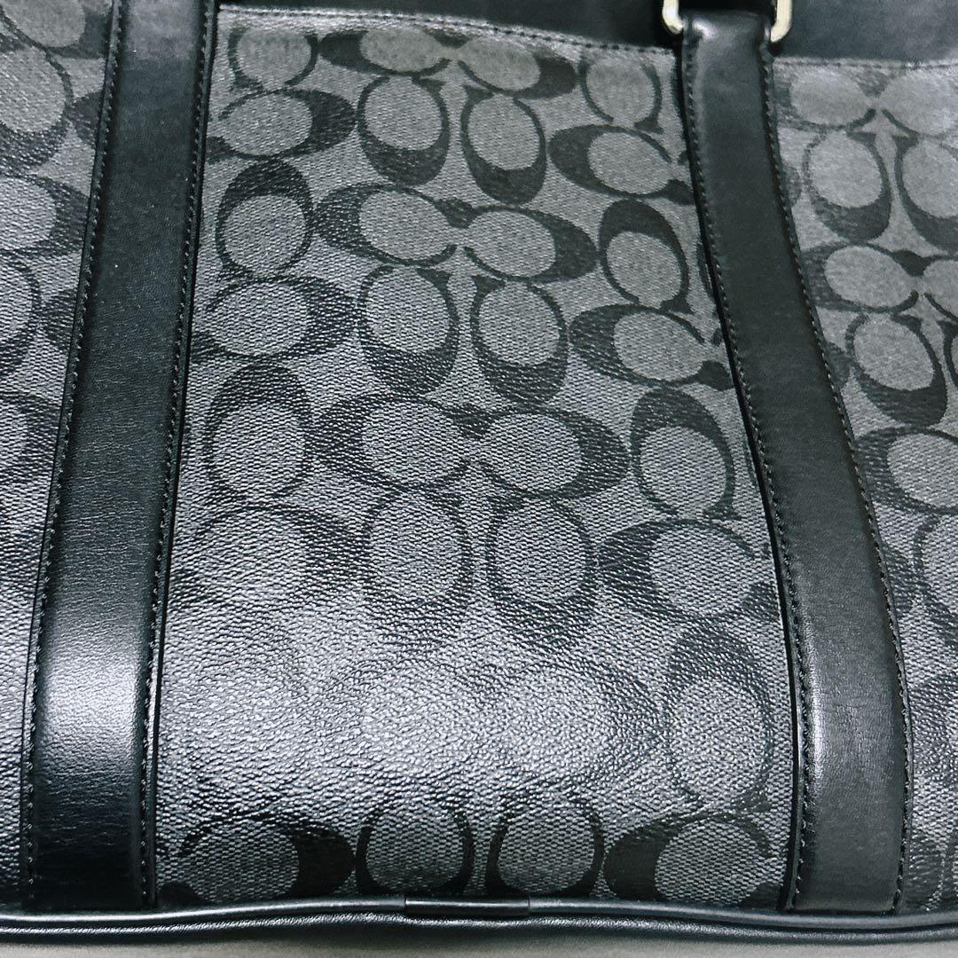 COACH シグネチャー　ビジネスバッグ レザー　グレー　ブラック　メンズ