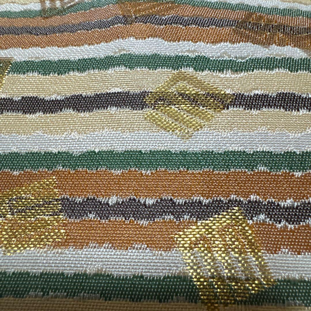 【美品】利休　和装用バッグ ストライプ模様 木製ワンポイント