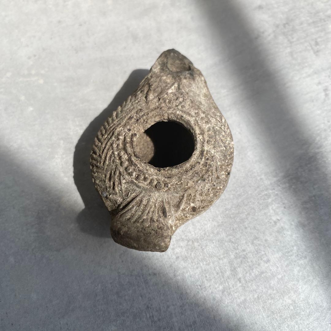 古代ローマ　アンティークオイルランプ　テコラッタ　8cm 48g