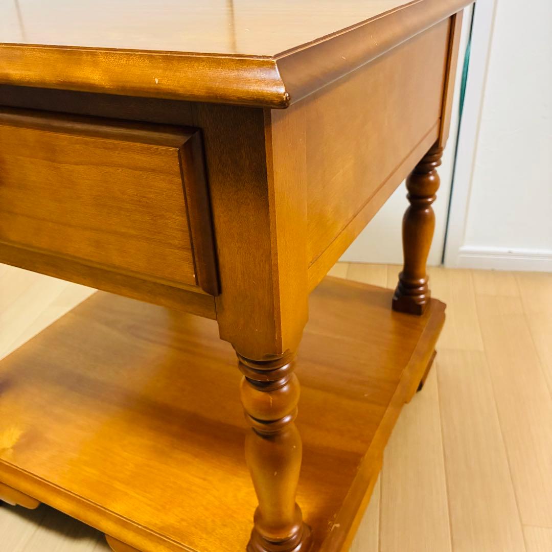 【希少】横浜ダニエル 樺材 ナイト テーブル サイド 引出し 飾り台 ①