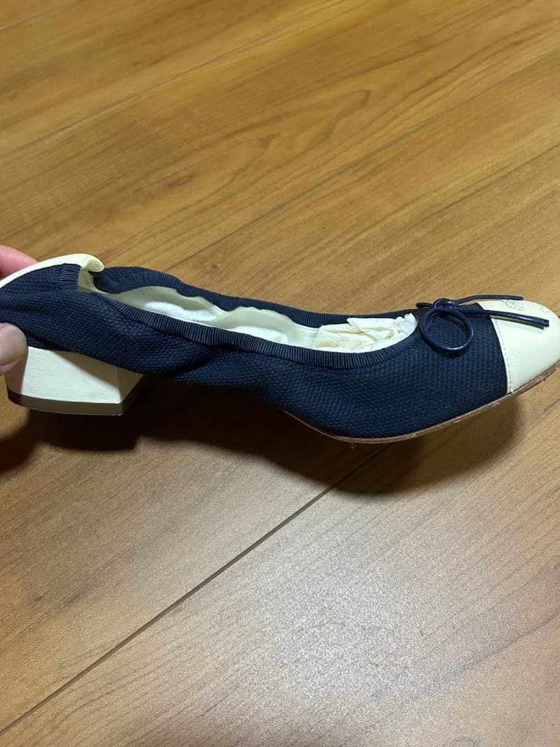 CHANEL 靴 ネイビー バレエシューズ