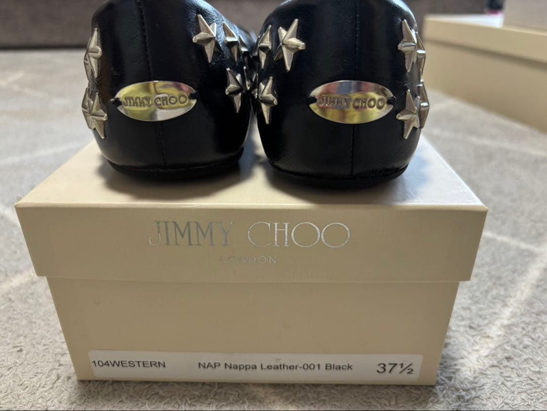 JIMMY CHOO ブラック フラットシューズ 37½