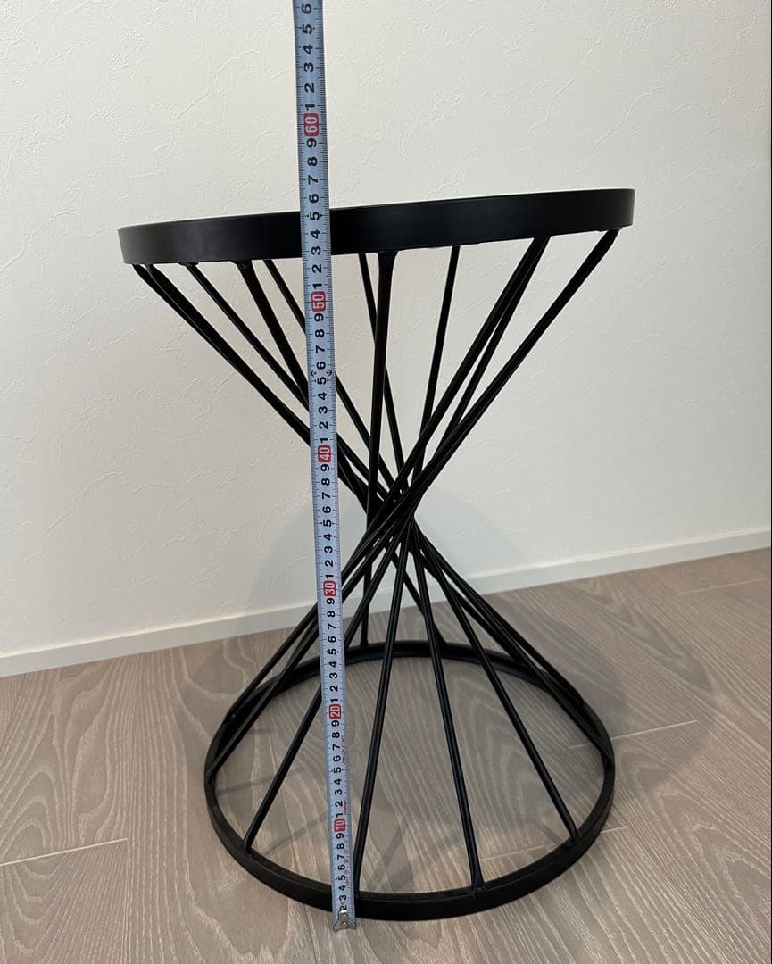 大理石柄　サイドテーブル ホワイト ブラック