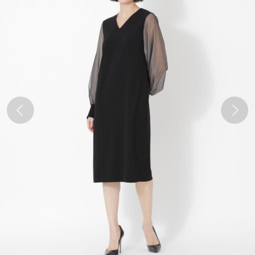 希少✨️エポカ バックサテンジョーゼット ワンピース シアー シースルー ブラック