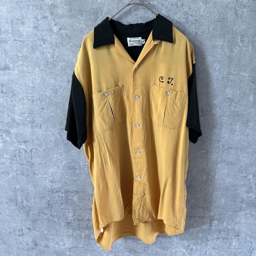 OLYMPIAN ボーリングシャツ　60s70s USA製 開襟　Mメンズ