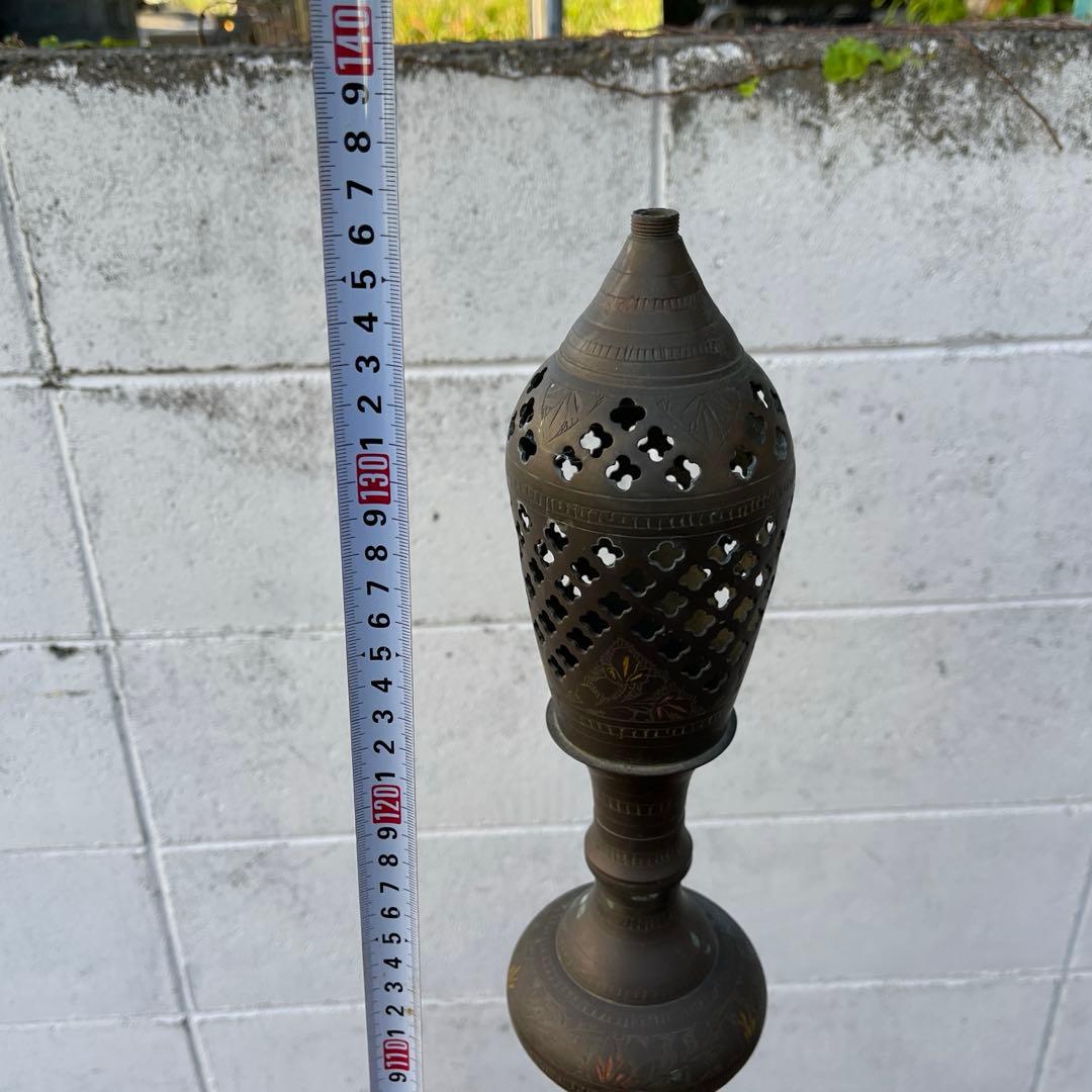 古雑貨アンティーク品◾️真鍮製 エスニックデザイン スタンドライト ベース