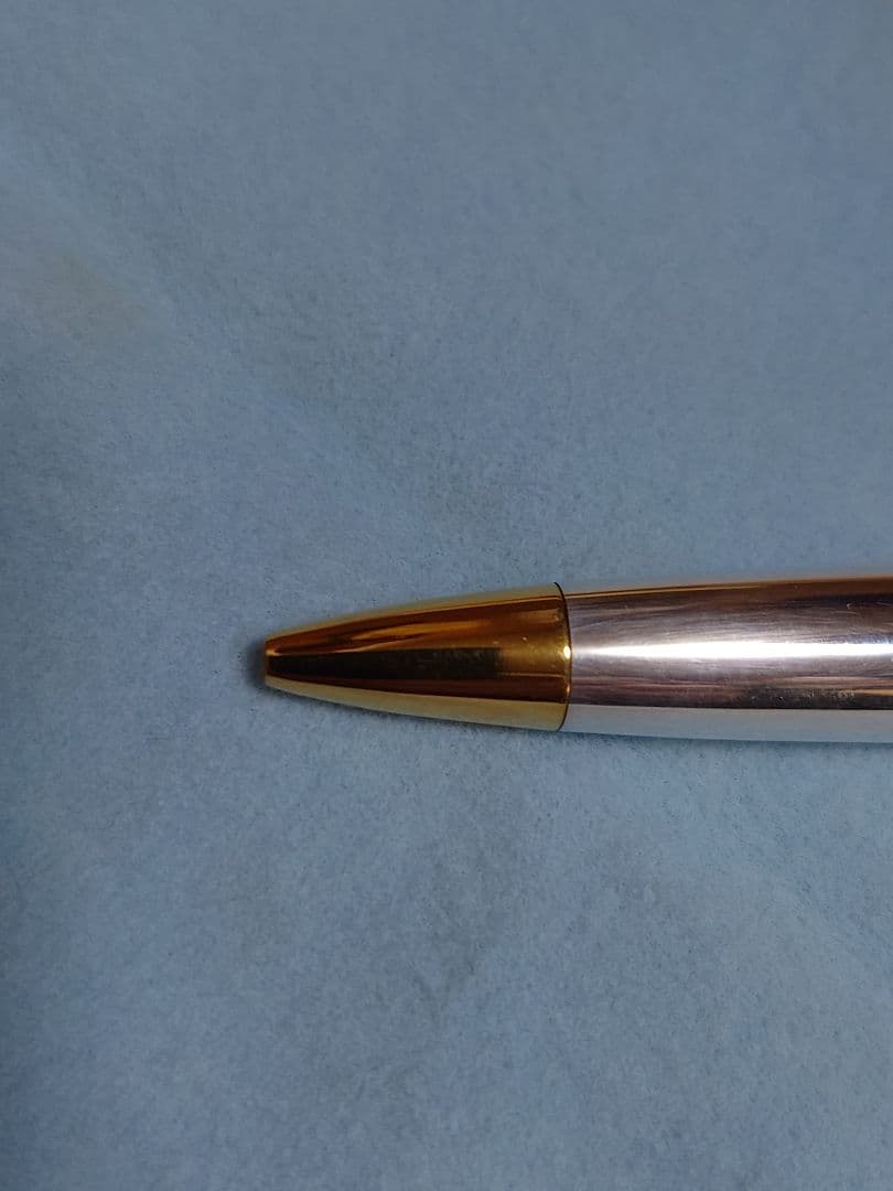 不二ゼット万年筆 田村浩二作 純銀削出し ゴールドトリム ツイスト式ボールペン