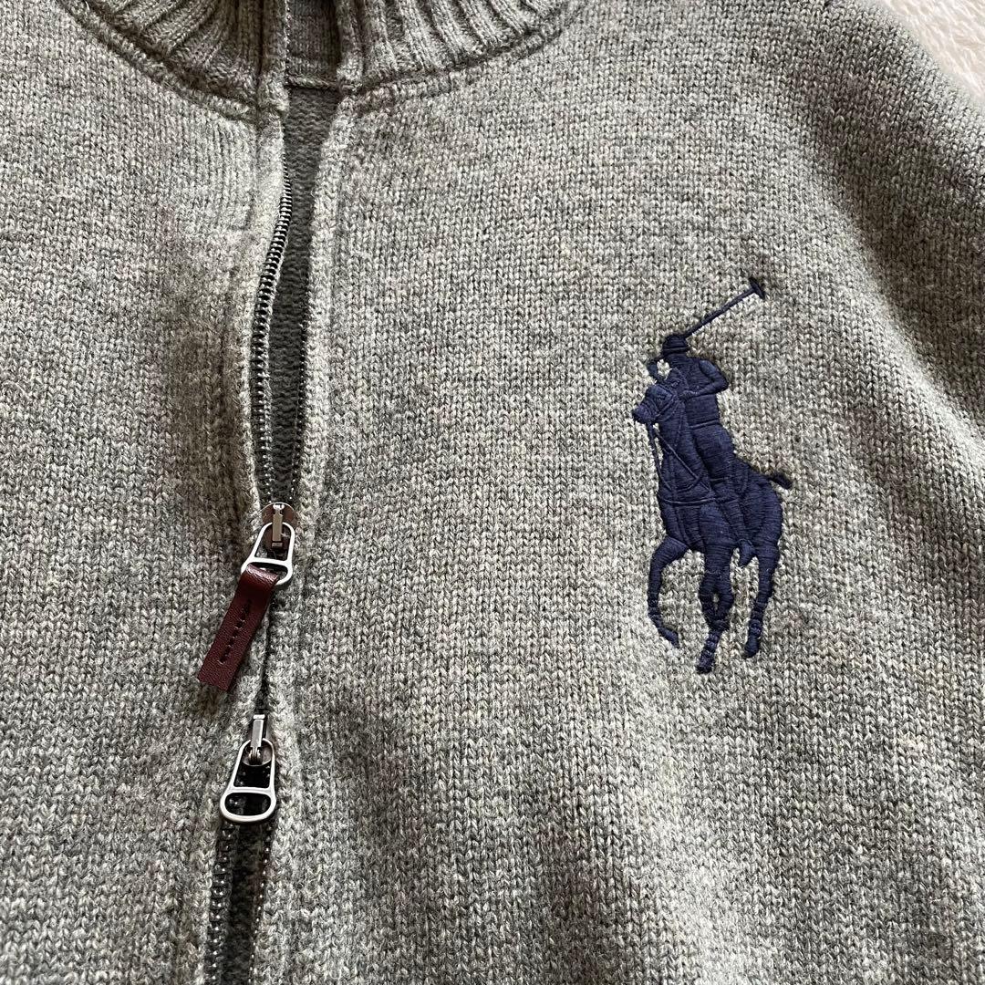 美品　ポロラルフローレン　LL ビッグポニー ジップアップニット エルボーパッチ