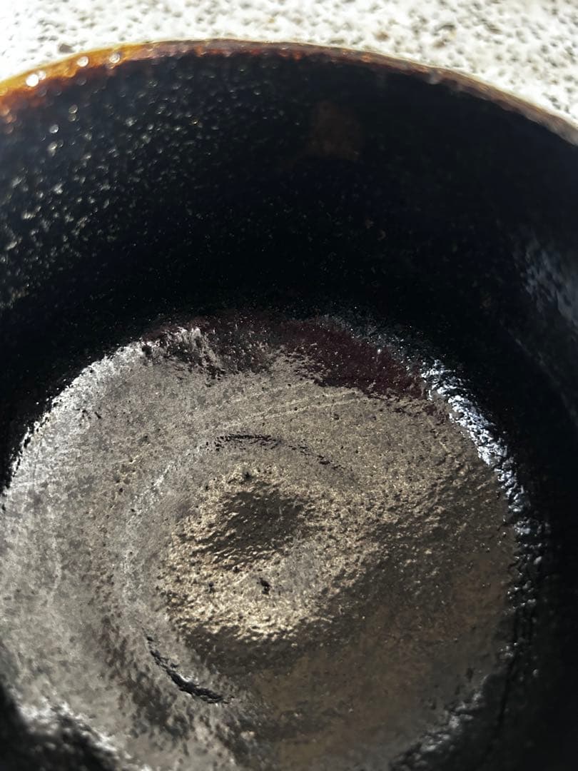 吉村楽入　黒楽茶碗 楽焼 抹茶碗 茶碗　茶道具　角印　金彩