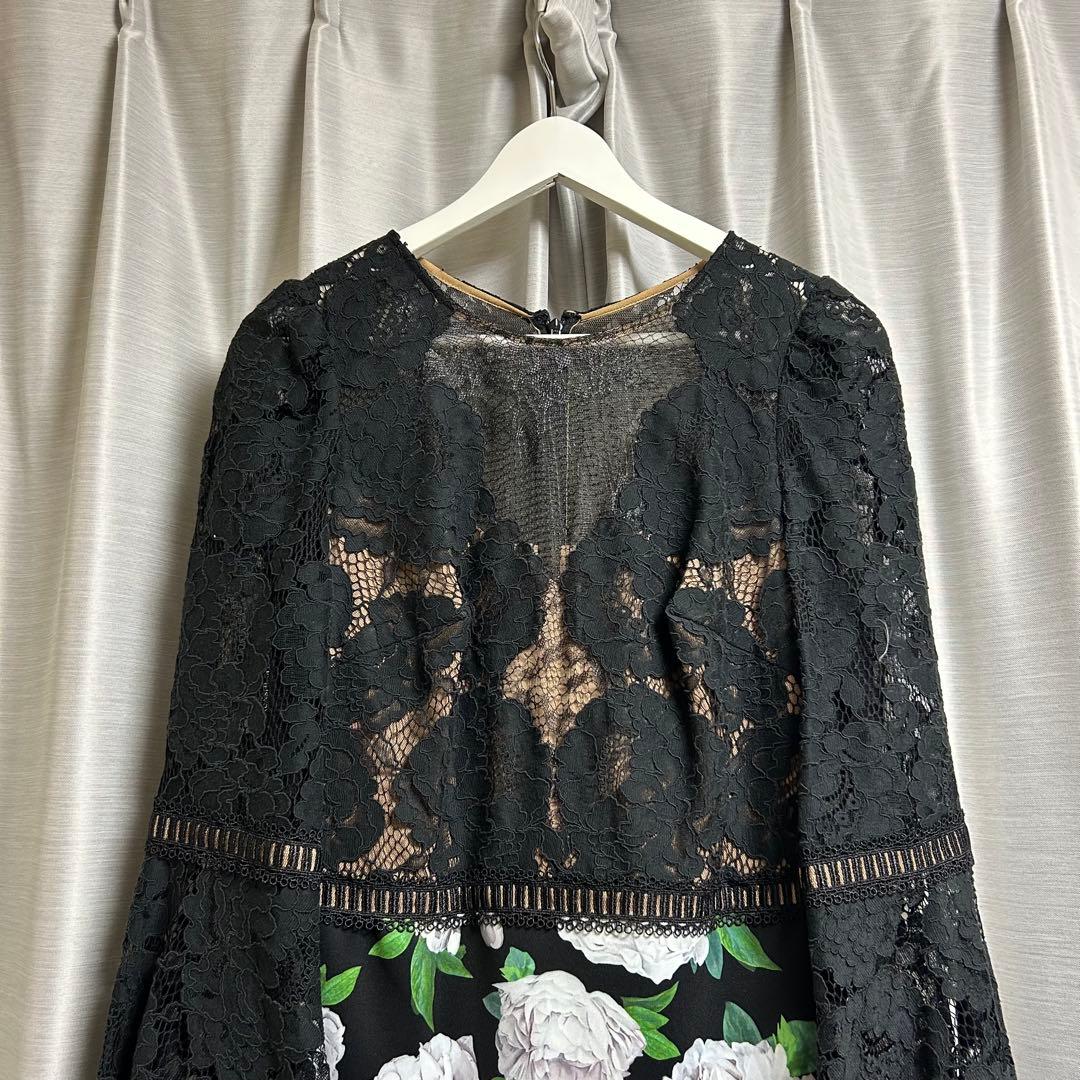 Tadashi shoji ワンピース　レース　花柄　ブラック