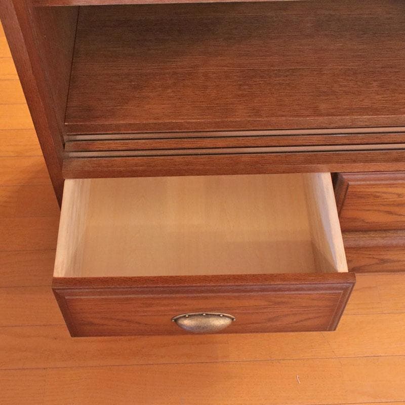 国産ブックシェルフ 本棚 幅88cm 木製シェルフ 引出付き 699-847