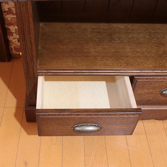 国産ブックシェルフ 本棚 幅88cm 木製シェルフ 引出付き 699-847