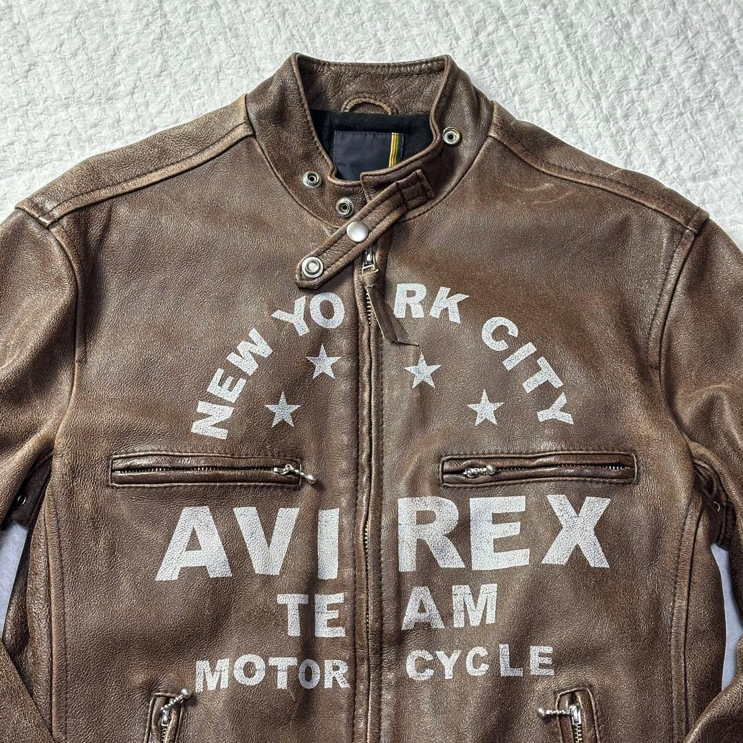 AVIREX レザー ジャケット シングルライダース ヴィンテージ加工 XL