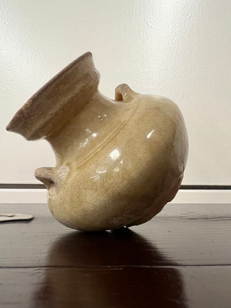 中国・隋朝~唐朝灰釉石榴尊双系壶唐物古美術品江戸アンティーク骨董コレクション青磁