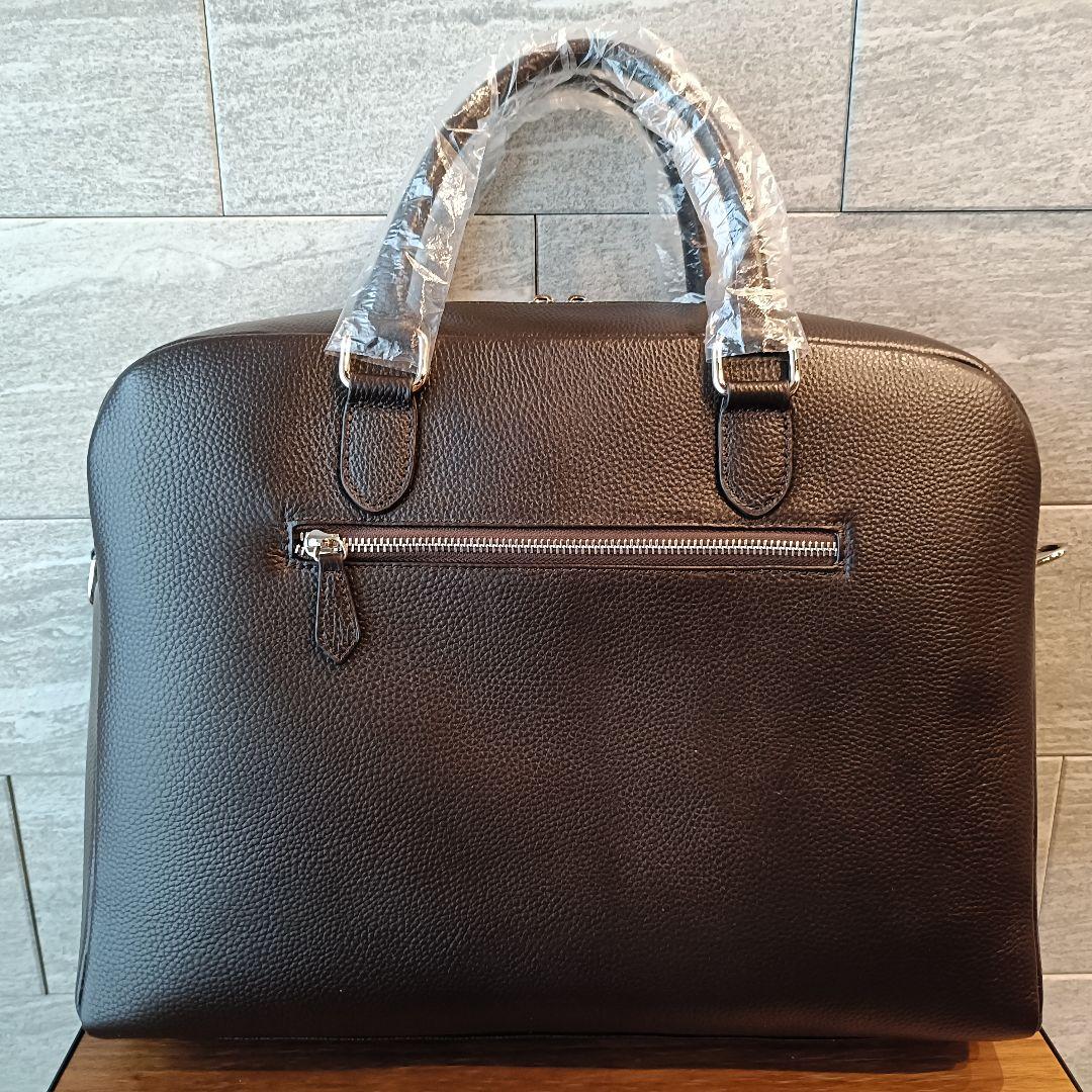 OKACHI ブリーフケース ビジネスバッグ 牛床革 ダークブラウン 未使用