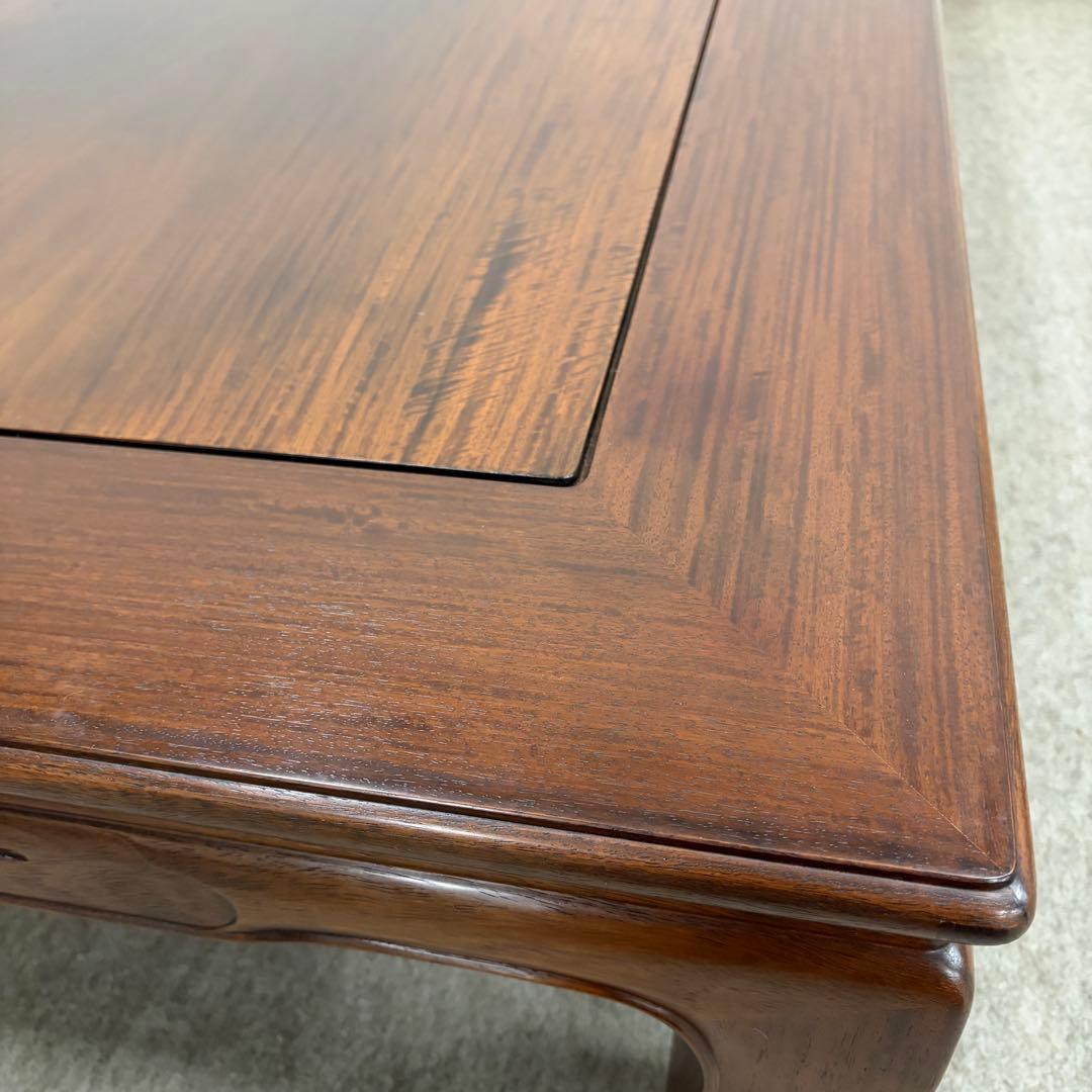 大阪唐木指物【中澤唐木】花梨五尺座卓 菊彫 漆塗生地