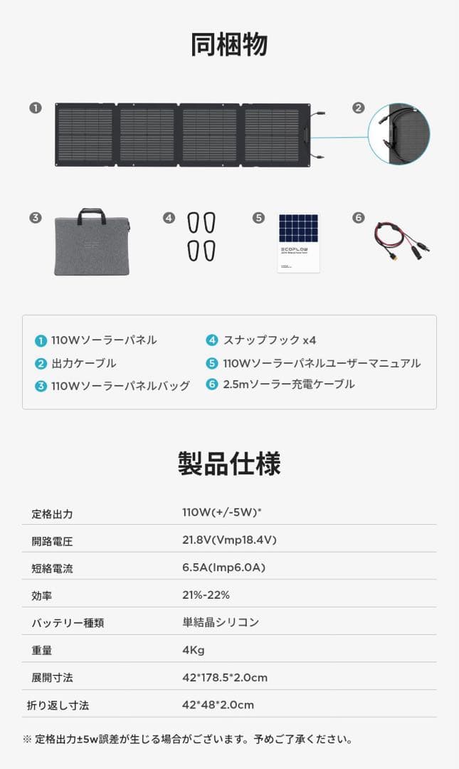 新品未使用EcoFlow ソーラーパネル 110W｜ポータブル電源対応・防災