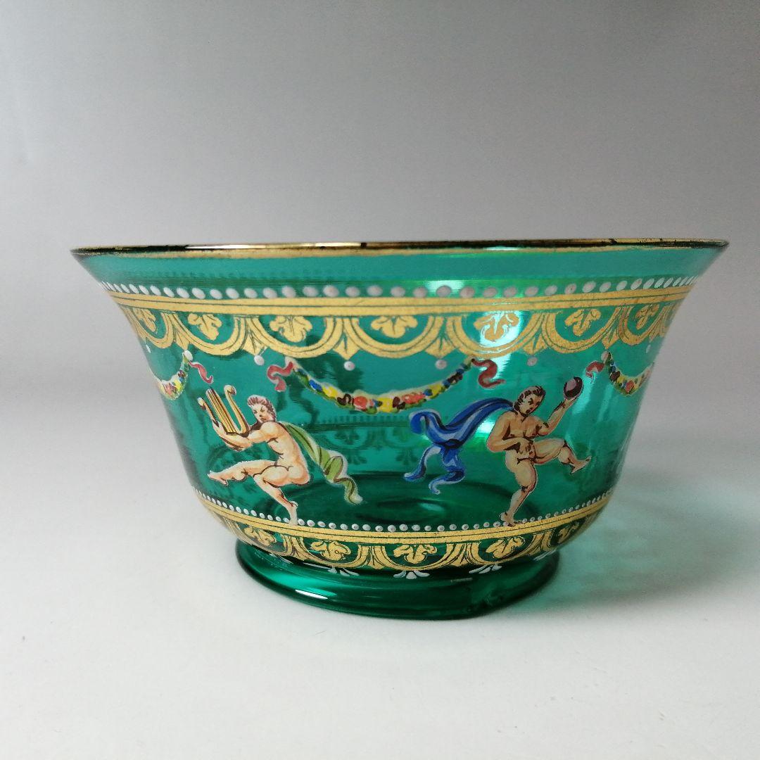 イタリア　ベネチアングラス　ヴェネツィア　ムラノ　エナメル彩　金彩　皿　ボウル